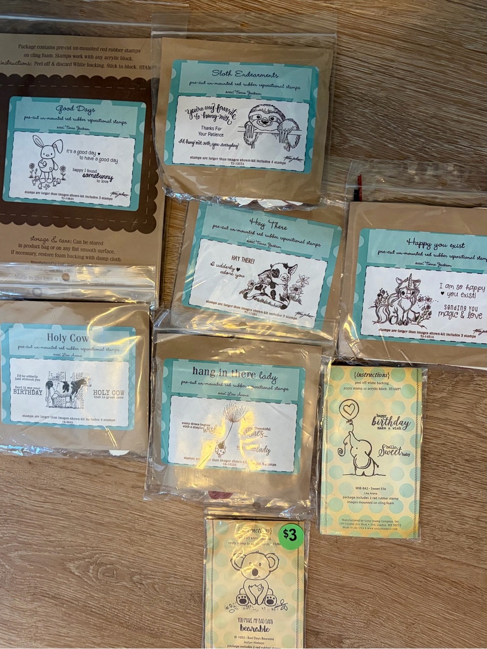 Assorted Animal Rubber Stamp Set - Teal Accents